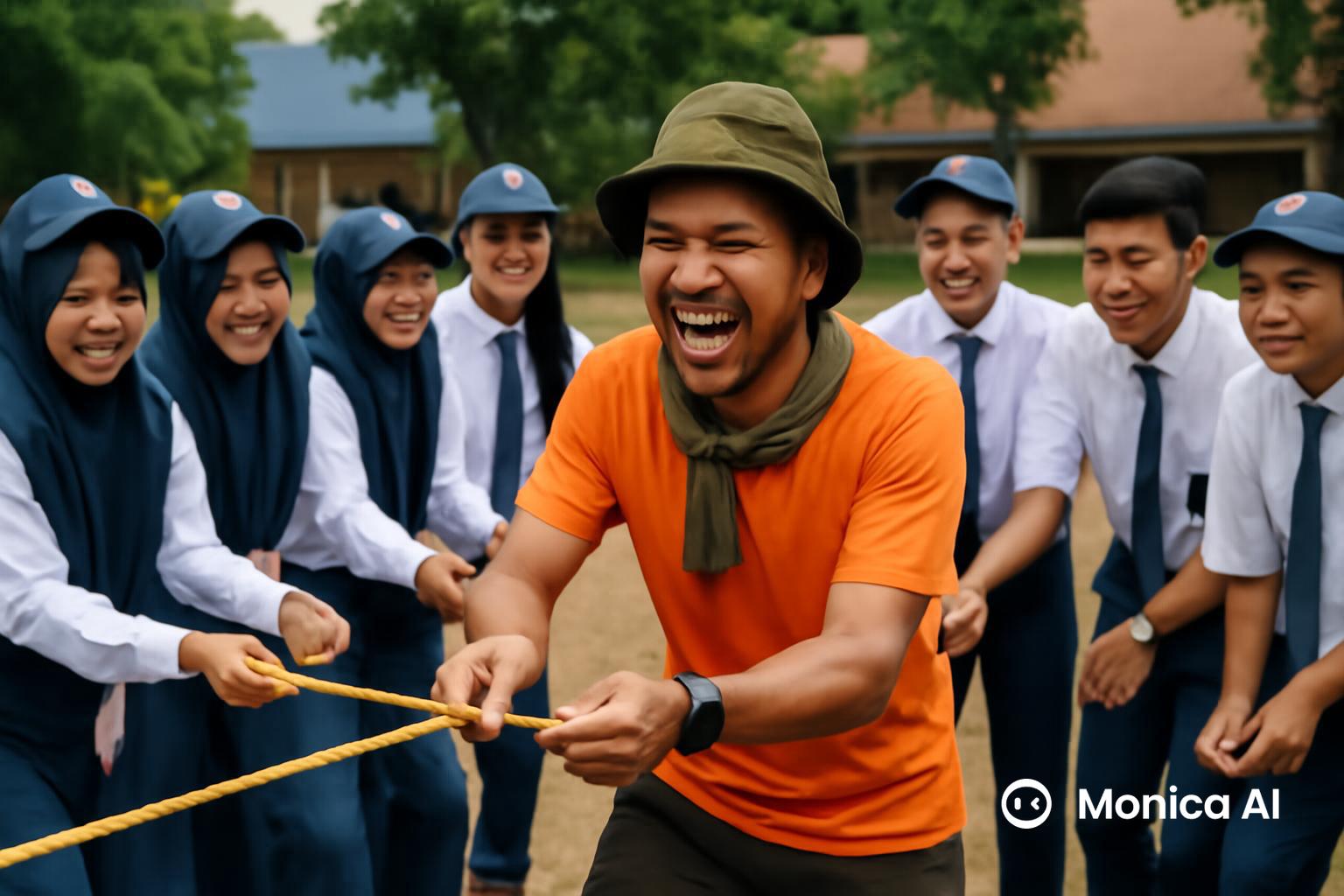 Kegiatan outbound leadership siswa SMA - sesi debriefing